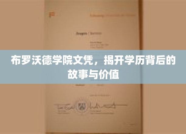 布罗沃德学院文凭，揭示学历背后的故事与价值