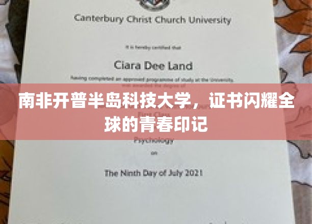 南非开普半岛科技大学的荣耀证书，见证全球青年的璀璨足迹