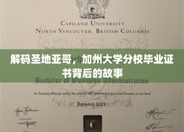 解码圣地亚哥，加州大学分校毕业证书背后的故事